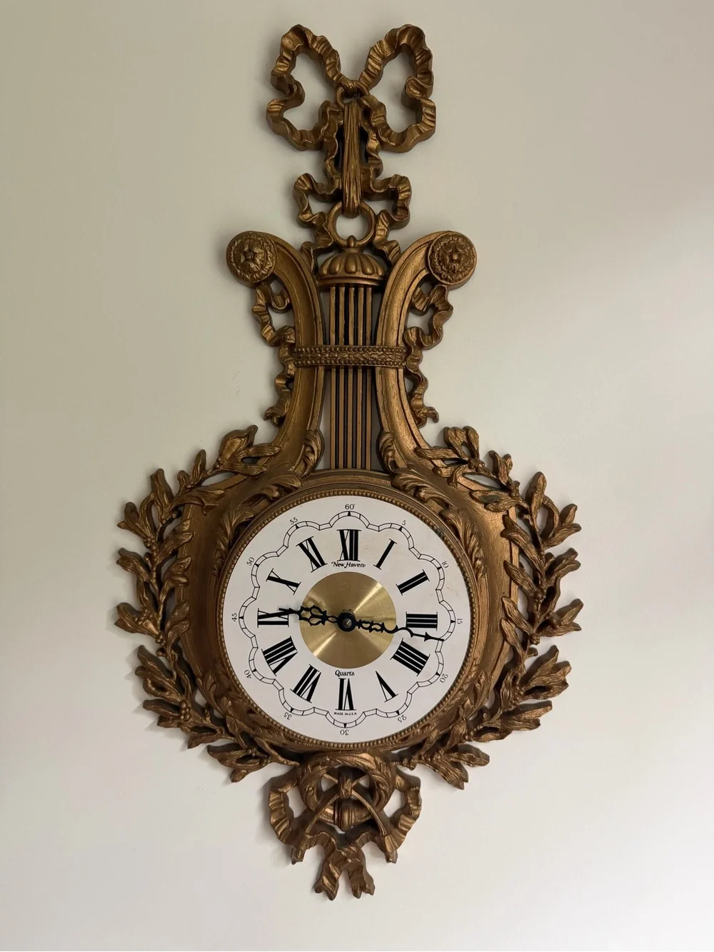 Vtg Hollywood Regency Ornate Clock Gold Burwood Syroco Plastic (not Tested )